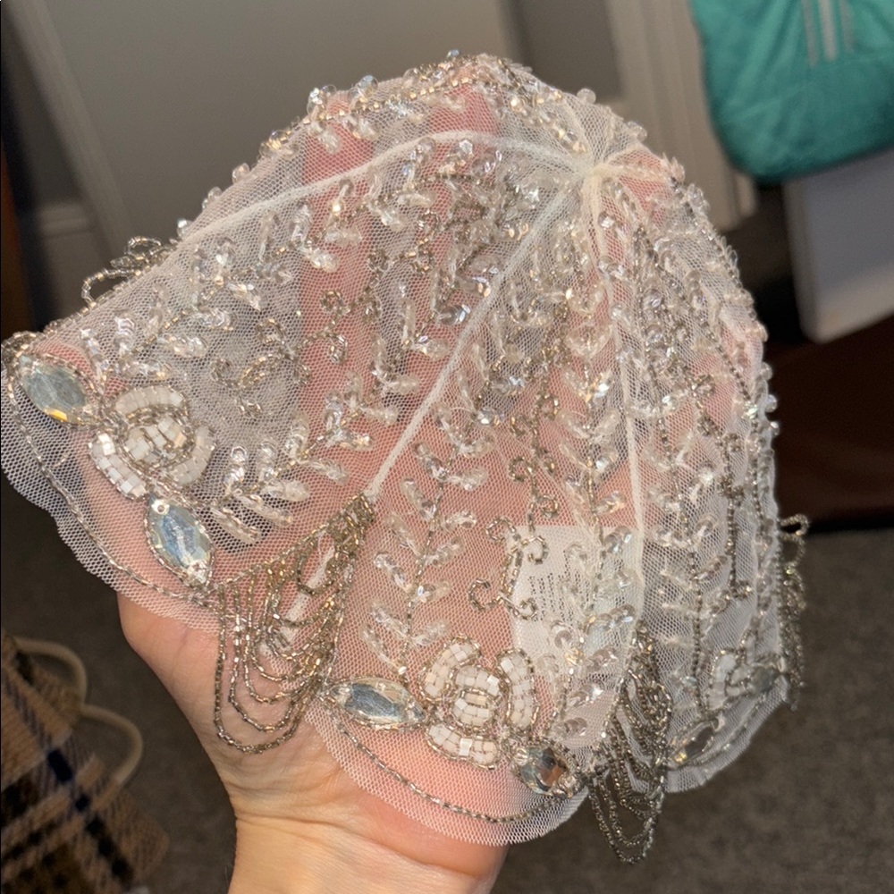 Tutu Du Monde Beaded Lace Kids Hat - Silver and Cream